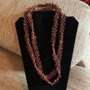 Unique Vintage Hawaiian apple seed lei necklace 50”